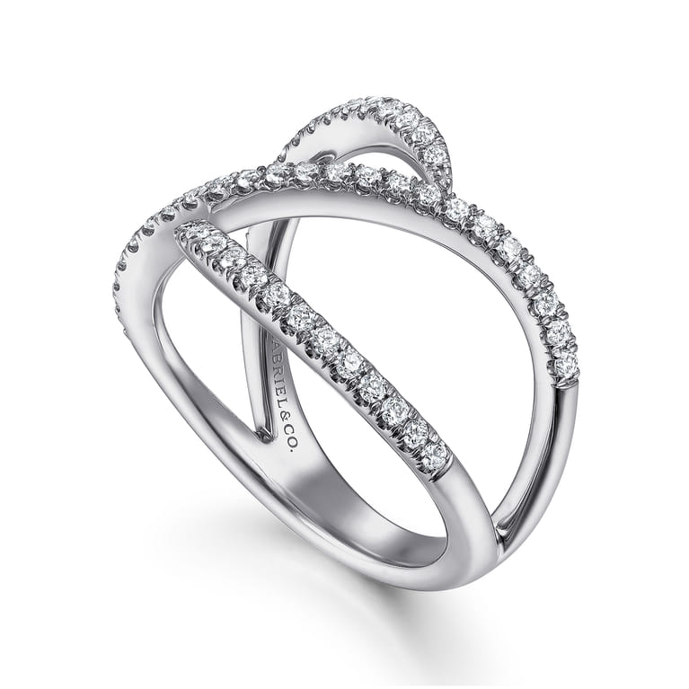 14K White Gold Abstract Diamond Bypass Wrap Ring - 0.4 ct - Shot 3