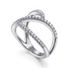 14K White Gold Abstract Diamond Bypass Wrap Ring - 0.4 ct