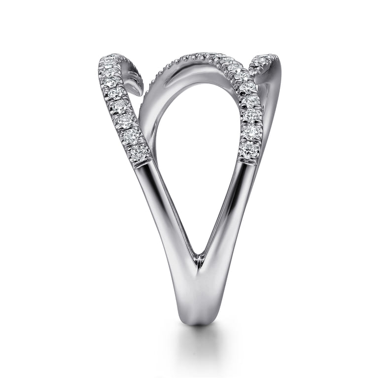 14K White Gold Abstract Diamond Bypass Wrap Ring - 0.4 ct - Shot 4