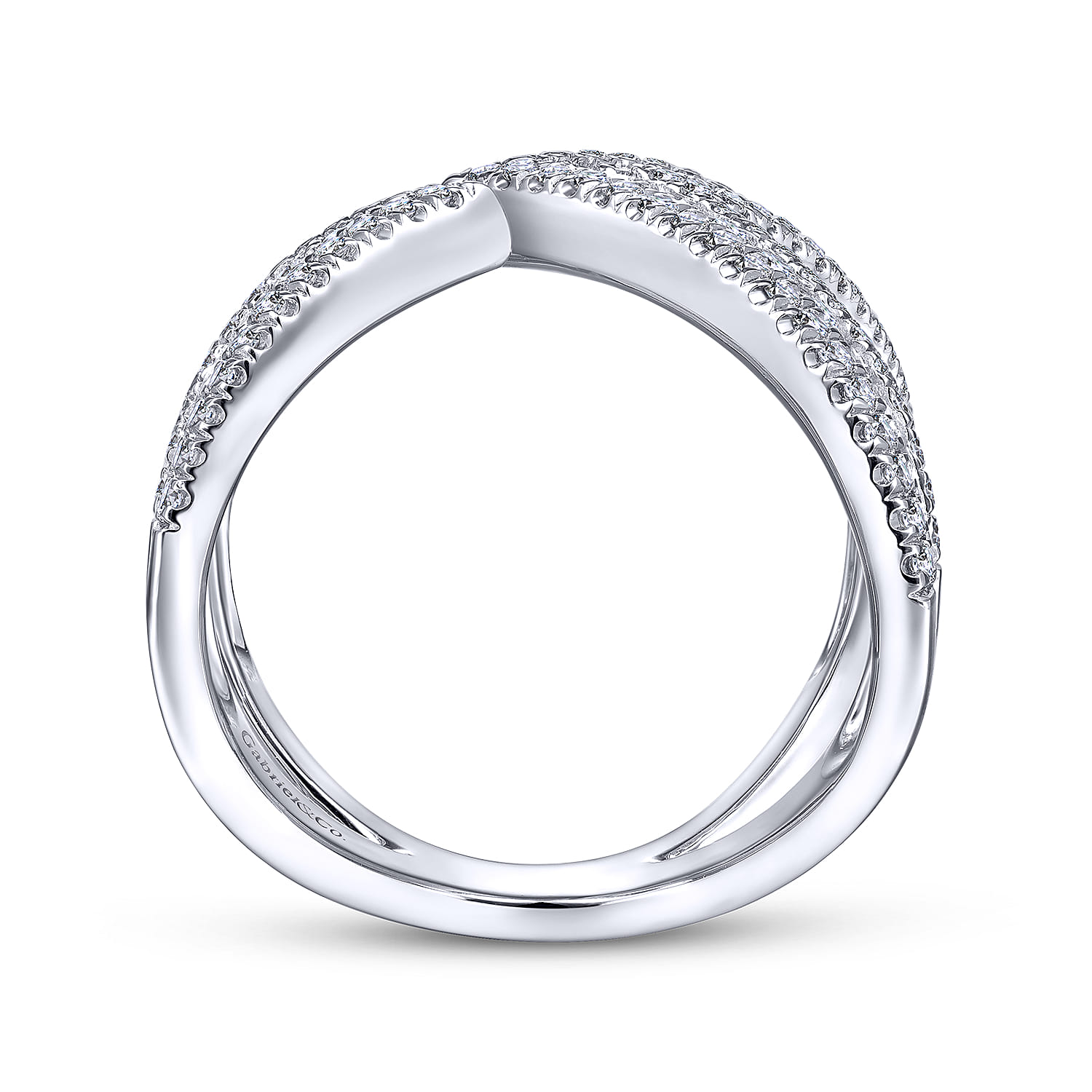 14K White Gold Abstract Diamond Pave Bypass Open Ring - 1.1 ct - Shot 2