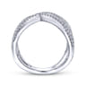 14K White Gold Abstract Diamond Pave Bypass Open Ring - 1.1 ct
