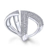 14K White Gold Abstract Diamond Pave Bypass Open Ring - 1.1 ct