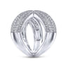 14K White Gold Abstract Diamond Pave Bypass Open Ring - 1.1 ct