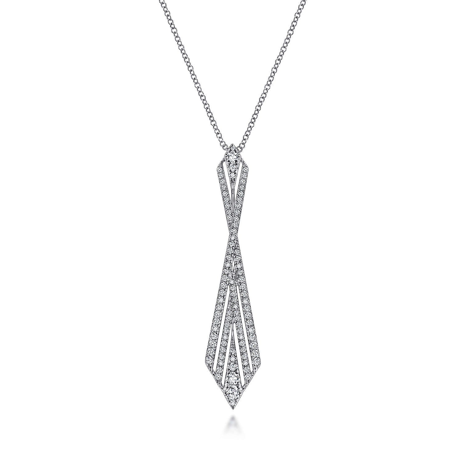 14K White Gold Abstract Diamond Pendant Necklace - 0.8 ct - Shot 1
