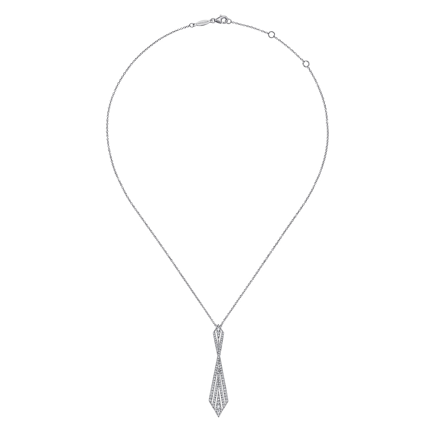 14K White Gold Abstract Diamond Pendant Necklace - 0.8 ct - Shot 2