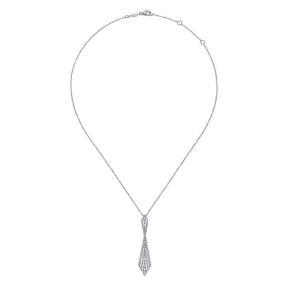 14K White Gold Abstract Diamond Pendant Necklace