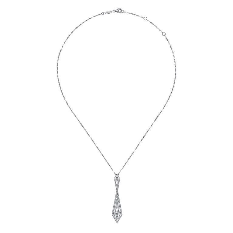 14K White Gold Abstract Diamond Pendant Necklace - 0.8 ct - Shot 2