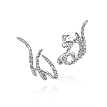 14K White Gold Abstract Diamond Stud Earrings