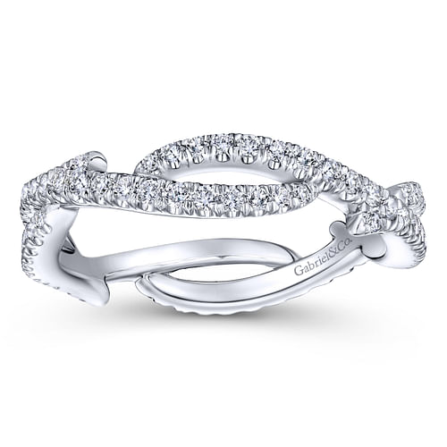 14K White Gold Abstract Twisted Diamond Eternity Ring - Shot 4