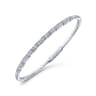 14K White Gold Alternating Baguette and Round Diamond Bangle - 0.85 ct