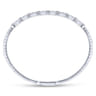 14K White Gold Alternating Baguette and Round Diamond Bangle - 0.85 ct