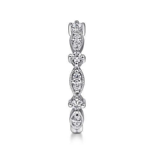 14K White Gold Alternating Cluster Marquise and Round Diamond Stackable Ring - 0.4 ct - Shot 4