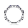 14K White Gold Alternating Diamond Cluster Marquis and Sapphire Stackable Ring - 0.2 ct