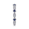 14K White Gold Alternating Diamond Cluster Marquis and Sapphire Stackable Ring - 0.2 ct