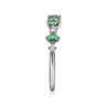 14K White Gold Alternating Round Diamond and Emerald Ring - 0.09 ct