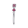 14K White Gold Alternating Round Diamond and Ruby Ring - 0.09 ct