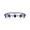 14K White Gold Alternating Round Diamond and Sapphire Ring - 0.09 ct