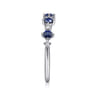 14K White Gold Alternating Round Diamond and Sapphire Ring - 0.09 ct