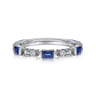 14K White Gold Alternating Sapphire Baguette and Diamond Ring - 0.25 ct