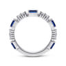 14K White Gold Alternating Sapphire Baguette and Diamond Ring - 0.25 ct