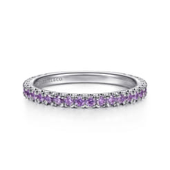 14K White Gold Amethyst Stackable Ring