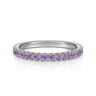 14K White Gold Amethyst Stackable Ring