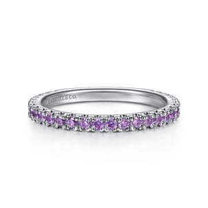 14K White Gold Amethyst Stackable Ring