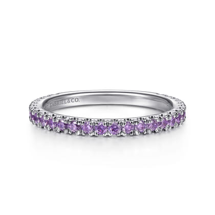 14K White Gold Amethyst Stackable Ring
