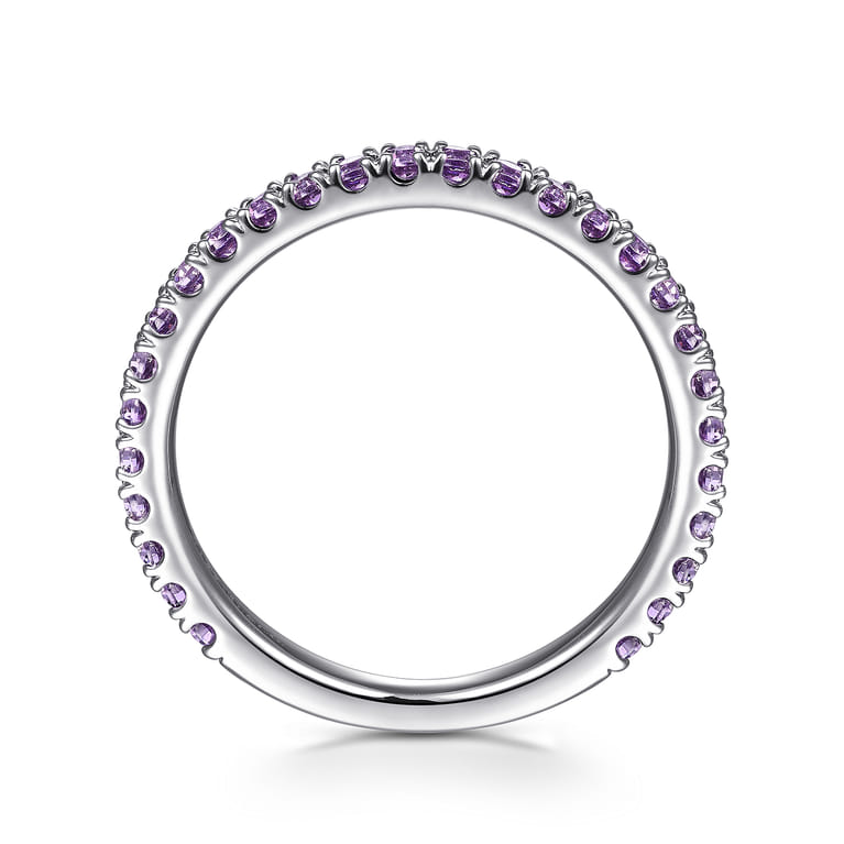 14K White Gold Amethyst Stackable Ring - Shot 2