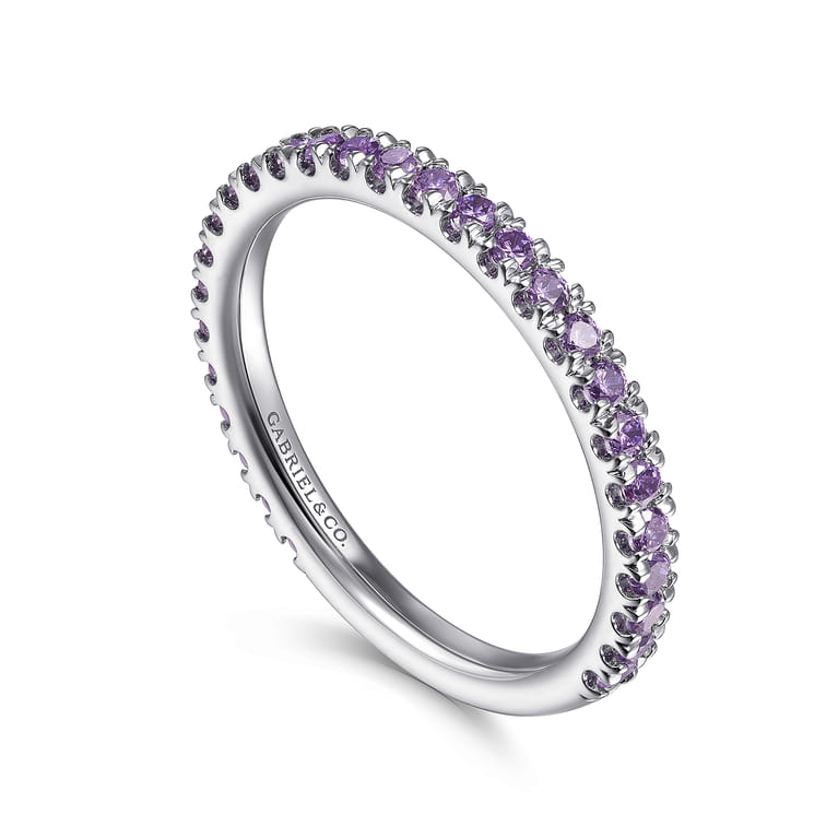 14K White Gold Amethyst Stackable Ring - Shot 3