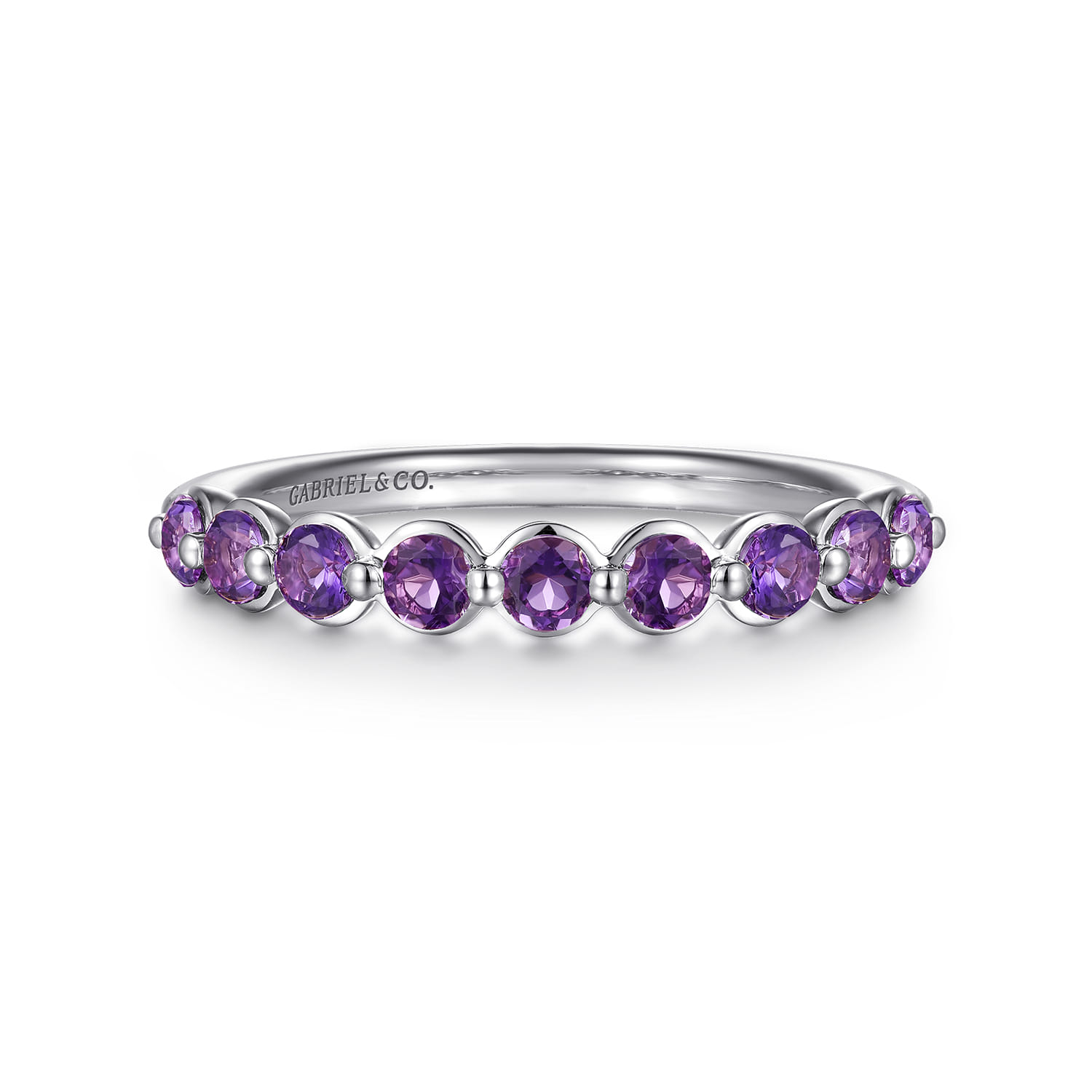 14K White Gold Amethyst Stackable Ring - Shot 1