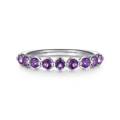14K White Gold Amethyst Stackable Ring