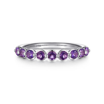 14K White Gold Amethyst Stackable Ring