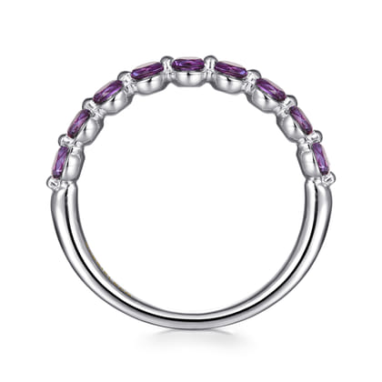 14K White Gold Amethyst Stackable Ring