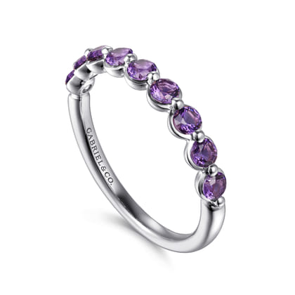 14K White Gold Amethyst Stackable Ring