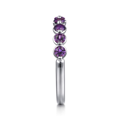 14K White Gold Amethyst Stackable Ring