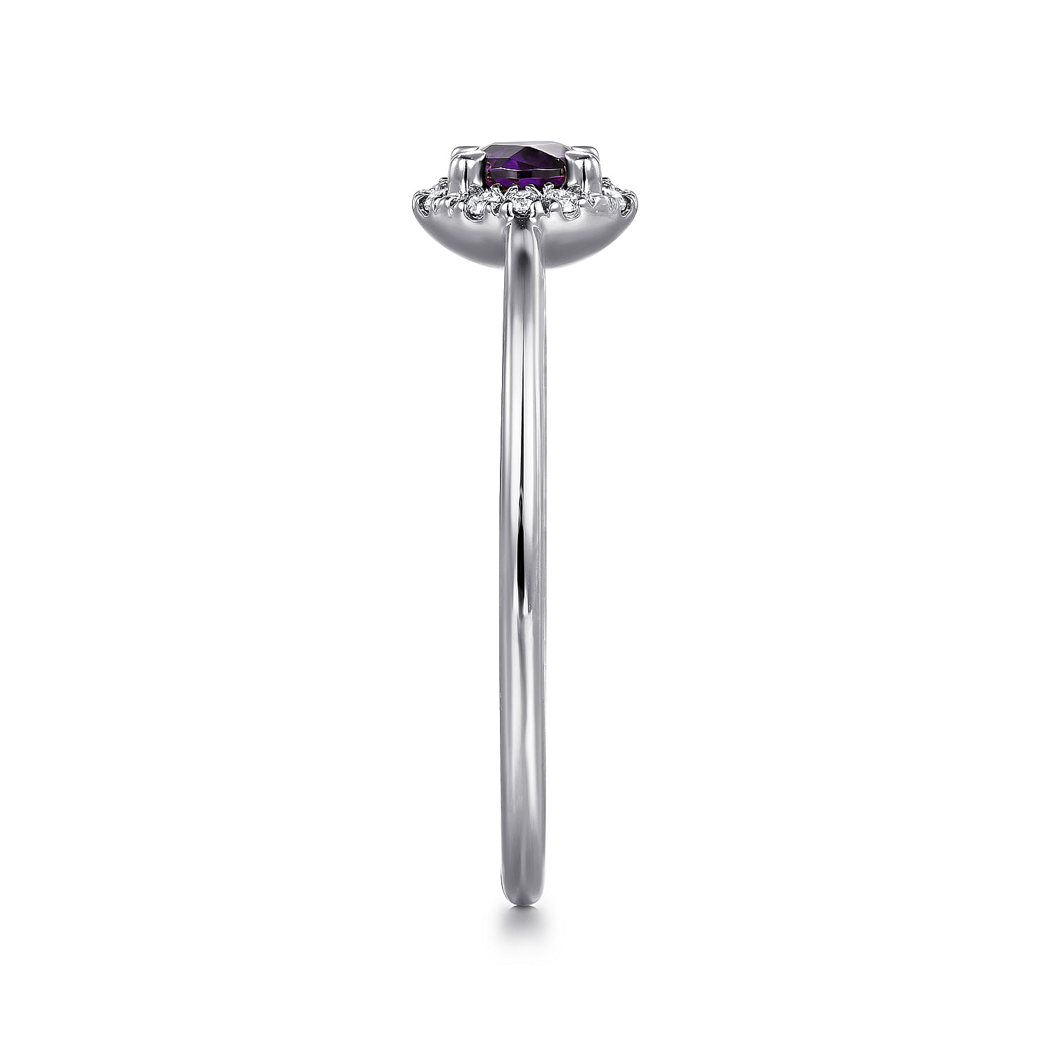 14K White Gold Amethyst and Diamond Halo Ring - 0.06 ct - Shot 4