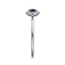 14K White Gold Amethyst and Diamond Halo Ring - 0.06 ct