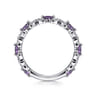 14K White Gold Amethyst and Diamond Stackable Ring - 0.12 ct