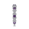 14K White Gold Amethyst and Diamond Stackable Ring - 0.12 ct