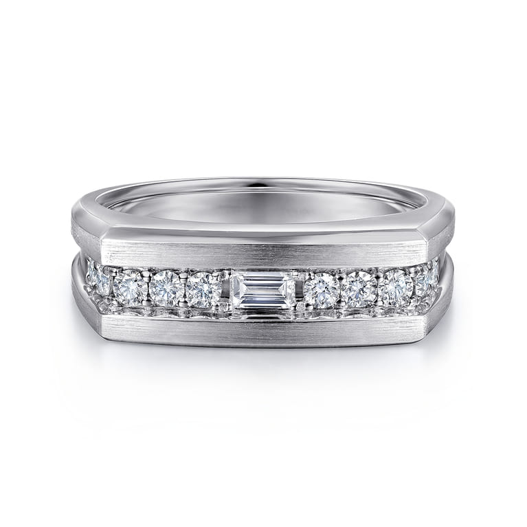 14K White Gold Angular Diamond Ring in Satin Finish - 0.5 ct - Shot 1