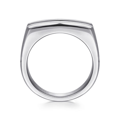 14K White Gold Angular Diamond Ring in Satin Finish