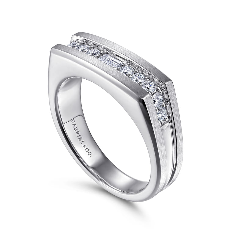 14K White Gold Angular Diamond Ring in Satin Finish - 0.5 ct - Shot 3