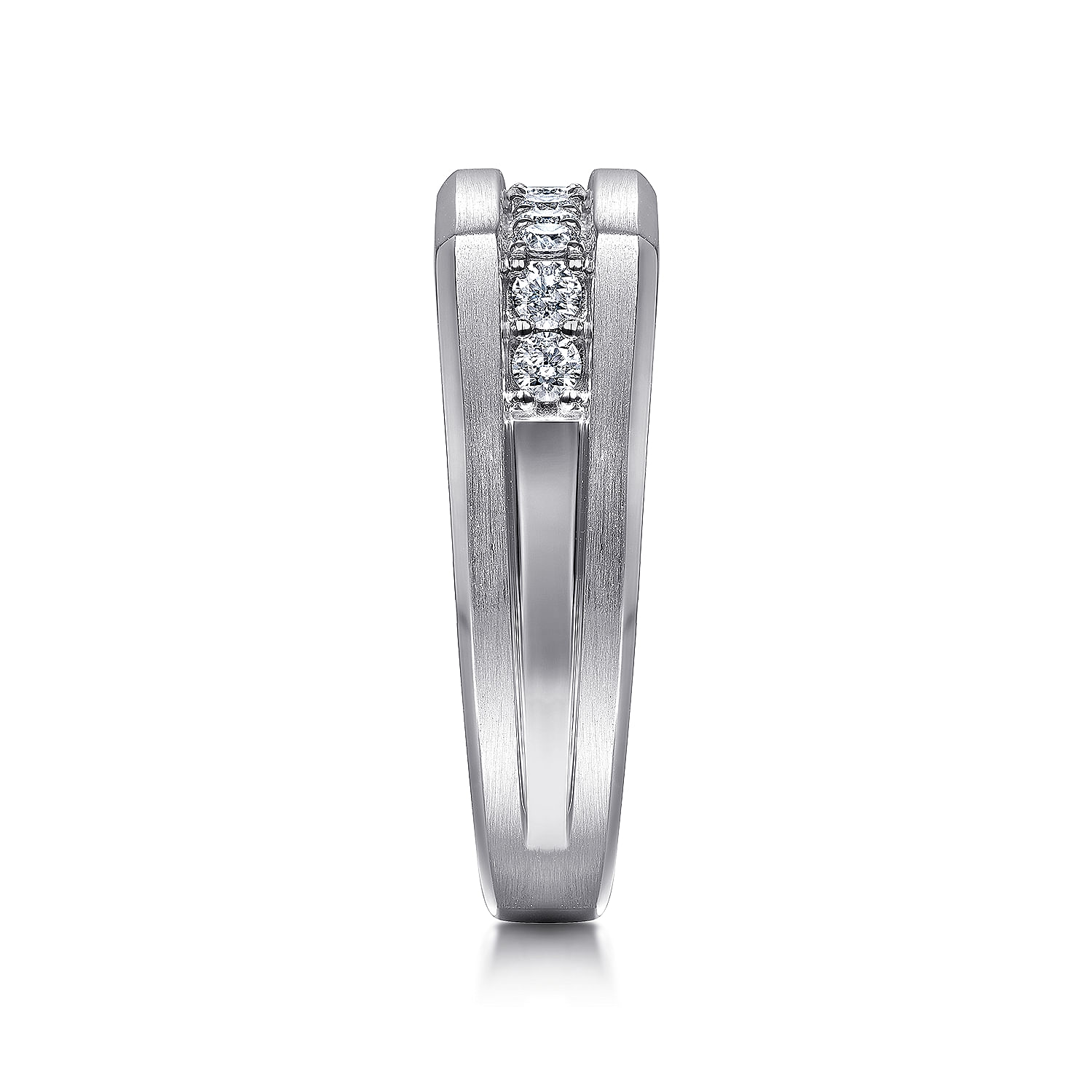 14K White Gold Angular Diamond Ring in Satin Finish