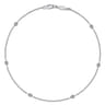 14K White Gold Ankle Bracelet with Marquise Shaped Diamond Stations - 0.09 ct
