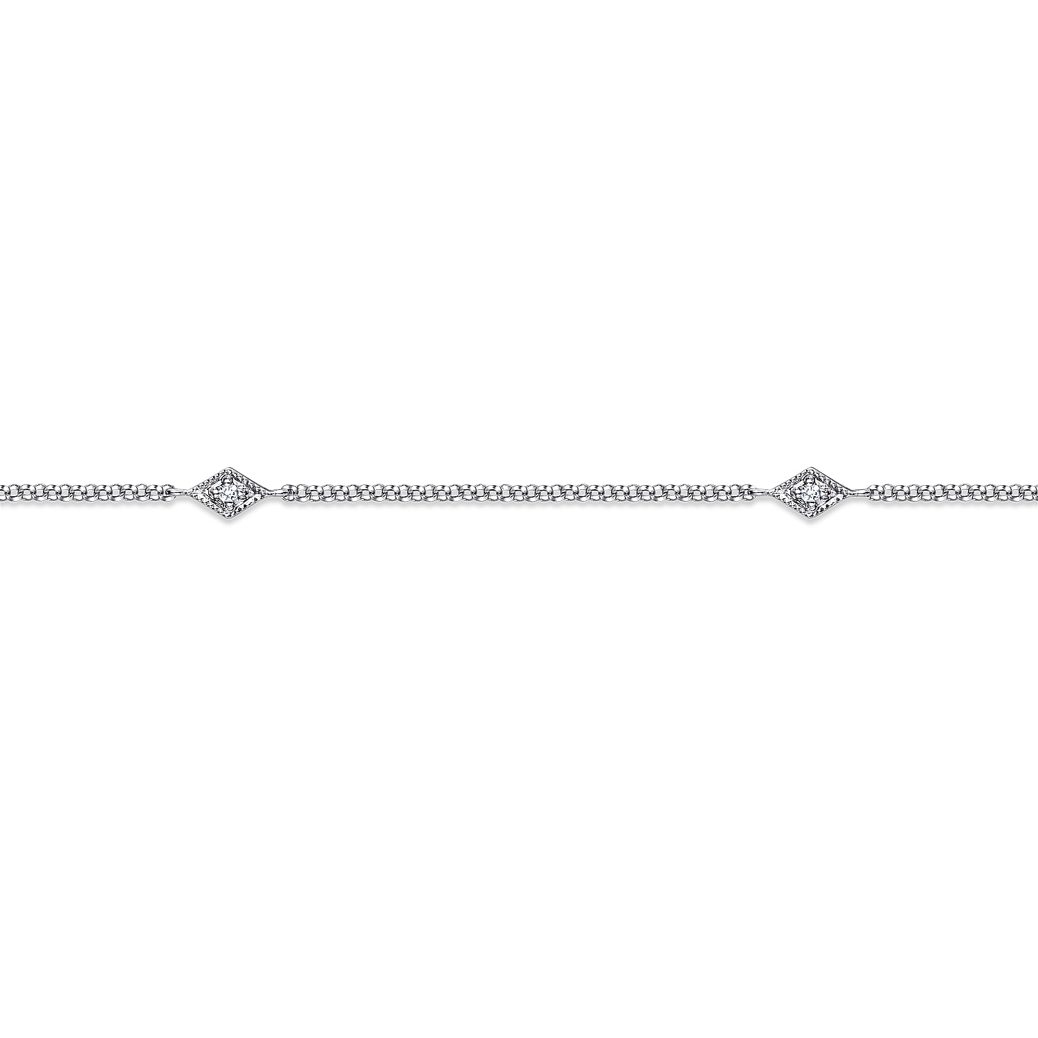 14K White Gold Ankle Bracelet with Marquise Shaped Diamond Stations - 0.09 ct - Shot 2