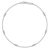 14K White Gold Ankle Bracelet with Swirly Diamond Stations - 0.09 ct