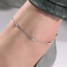 14K White Gold Ankle Bracelet with Swirly Diamond Stations - 0.09 ct