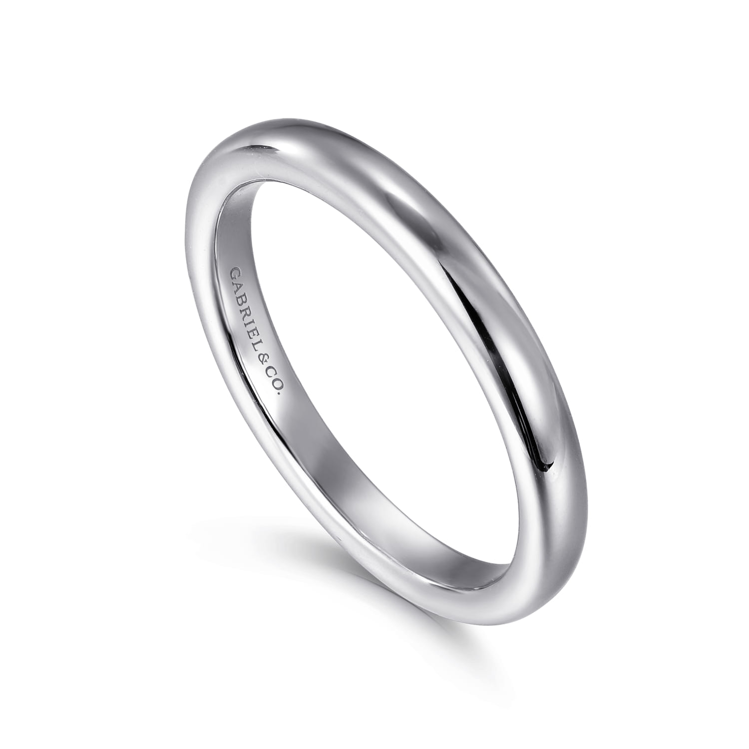 Straight Wedding Ring in 14k White Gold with   at Gabriel & Co. - Shot 3