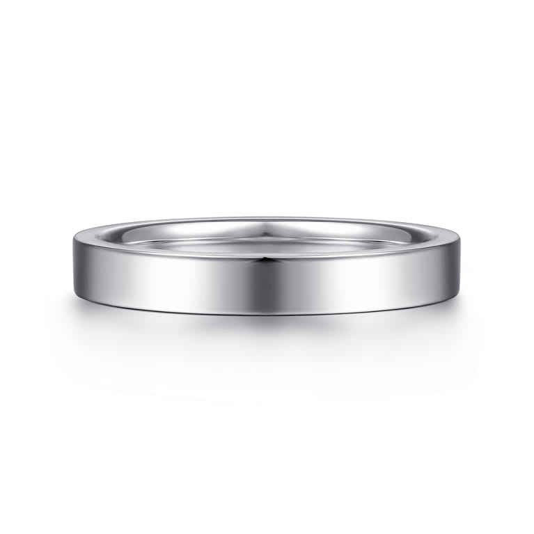 Straight Wedding Ring in 14k White Gold with   at Gabriel & Co. - Shot 1